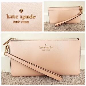 Kate Spade Wallet for Women Madison Large Slim Bifold Wallet, Pink, wristlet